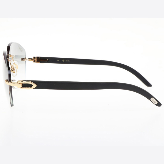 Cartier CT 4189706 Black Wood Sunglasses In Gold Gradient Grey - DesignerGu