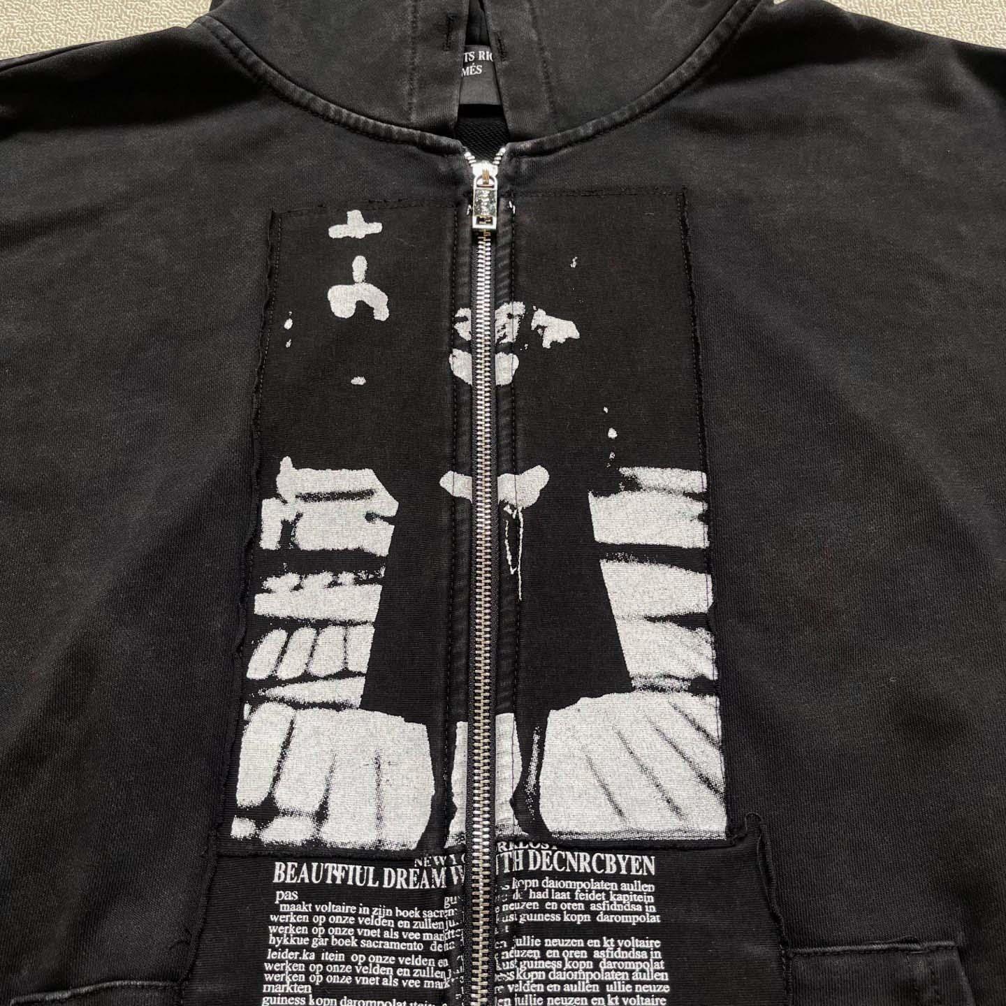 Enfants Riches Déprimés  Artist Defends Baggy Assemblage Zip Hoodie 'Faded Black' - DesignerGu