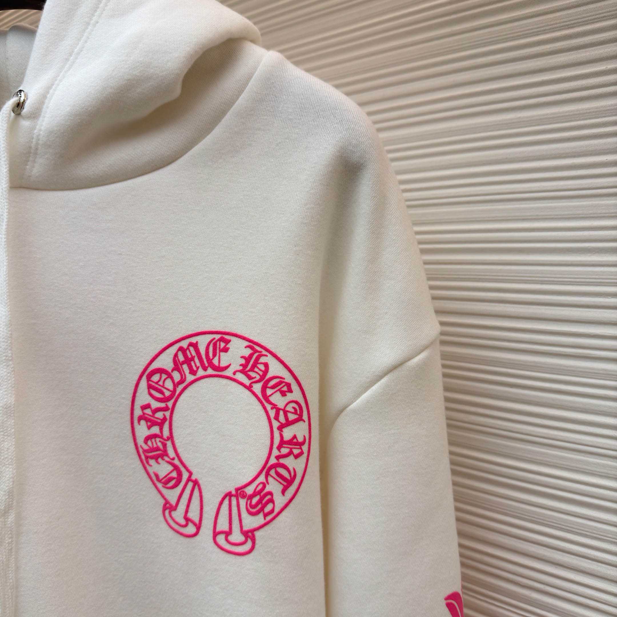Chrome Hearts Pink Horseshoe Floral Sleeve Pullover Hoodie - DesignerGu