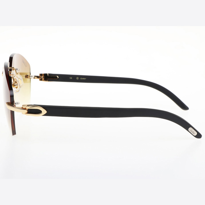 Cartier CT 4189706 Black Wood Sunglasses In Gold Gradient Brown - DesignerGu