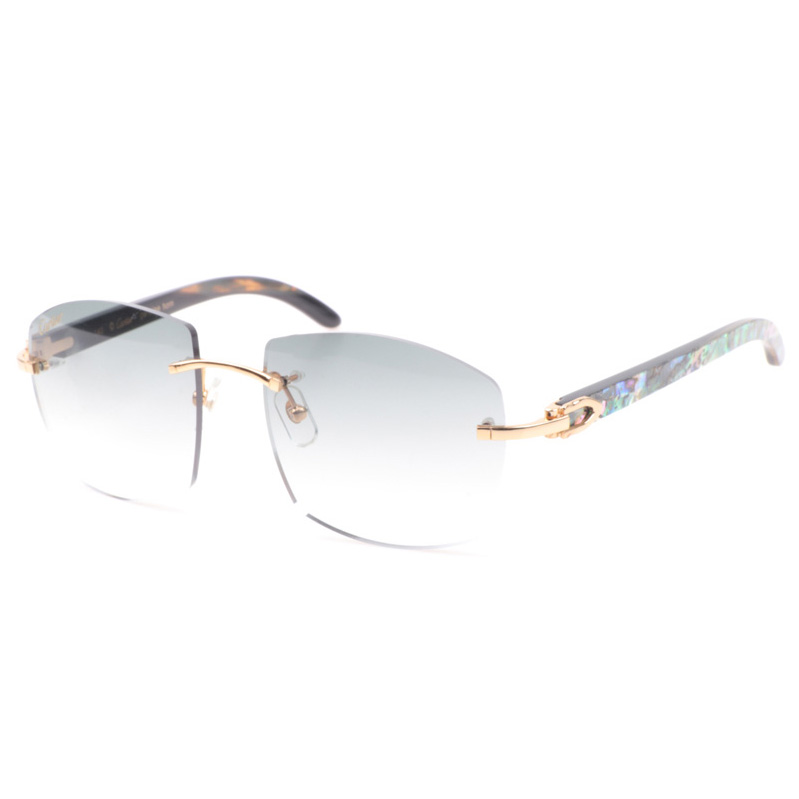 Cartier CT 4189706 Shell Mix Black Buffalo Sunglasses In Gold Gradient Grey - DesignerGu