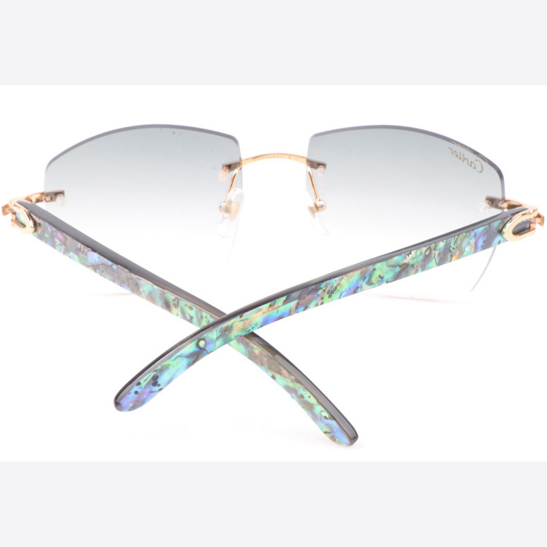 Cartier CT 4189706 Shell Mix Black Buffalo Sunglasses In Gold Gradient Grey - DesignerGu