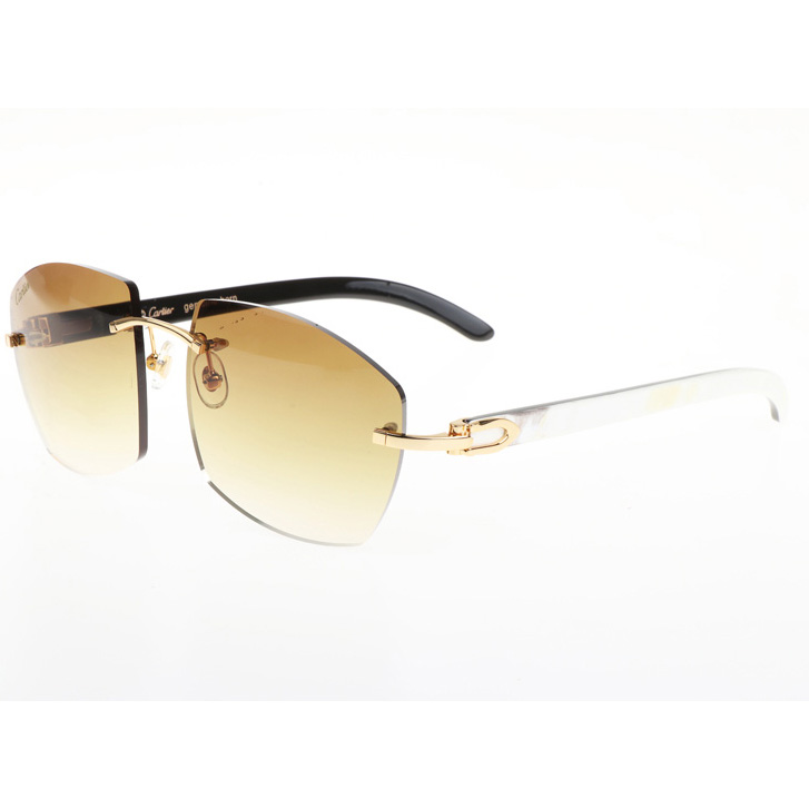 Cartier CT 4189706 White Mix Black Buffalo Sunglasses In Gold Gradient Brown - DesignerGu