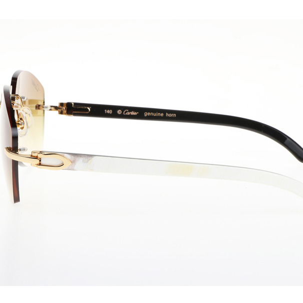 Cartier CT 4189706 White Mix Black Buffalo Sunglasses In Gold Gradient Brown - DesignerGu