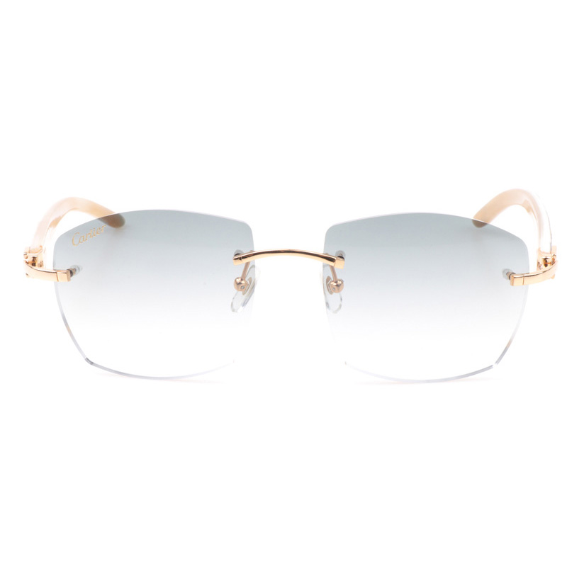 Cartier CT 4189706 Shell Mix White Buffalo Sunglasses In Gold Gradient Grey - DesignerGu