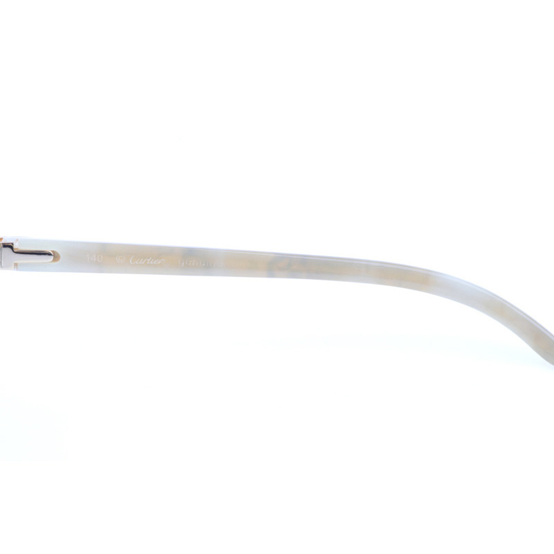 Cartier CT 4189706 Shell Mix White Buffalo Sunglasses In Gold Gradient Grey - DesignerGu