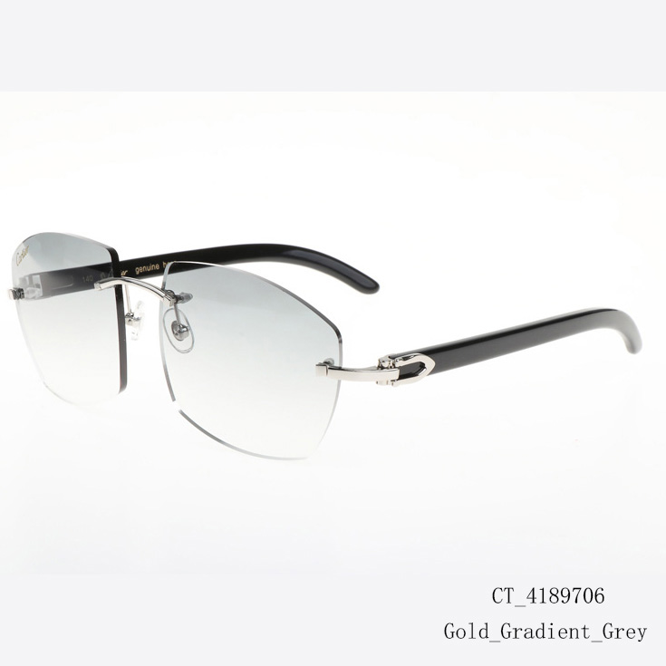 Cartier CT 4189706 Black Buffalo Sunglasses In Silver Gradient Grey - DesignerGu