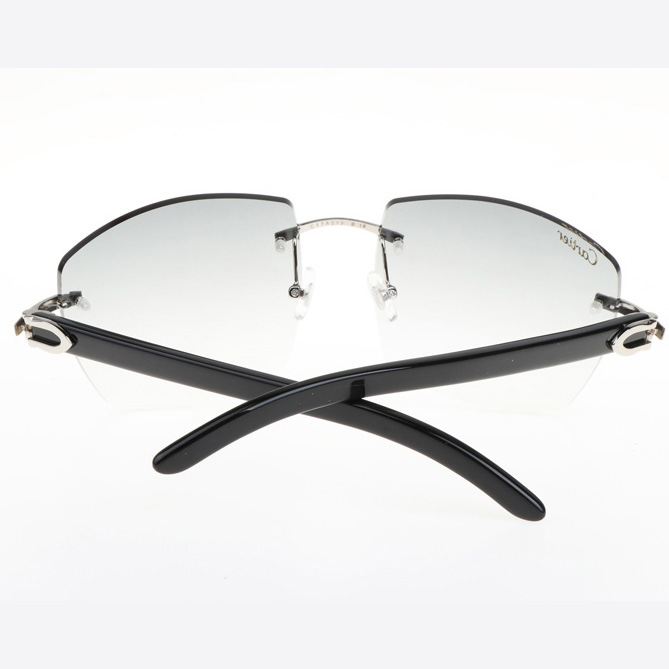 Cartier CT 4189706 Black Buffalo Sunglasses In Silver Gradient Grey - DesignerGu