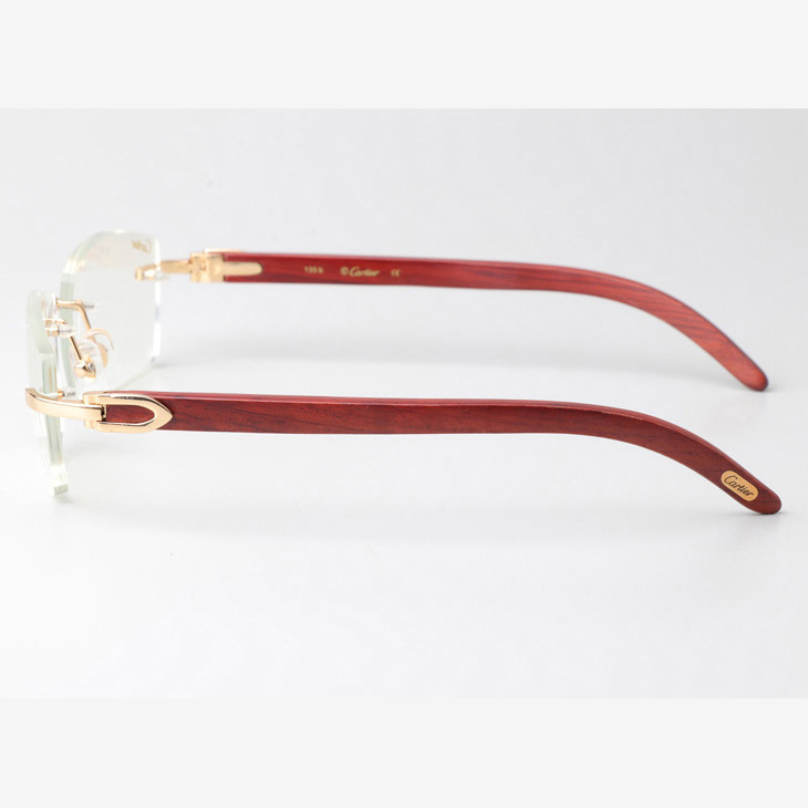 Cartier CT_3524012 Wood Eyeglasses Gold  - DesignerGu