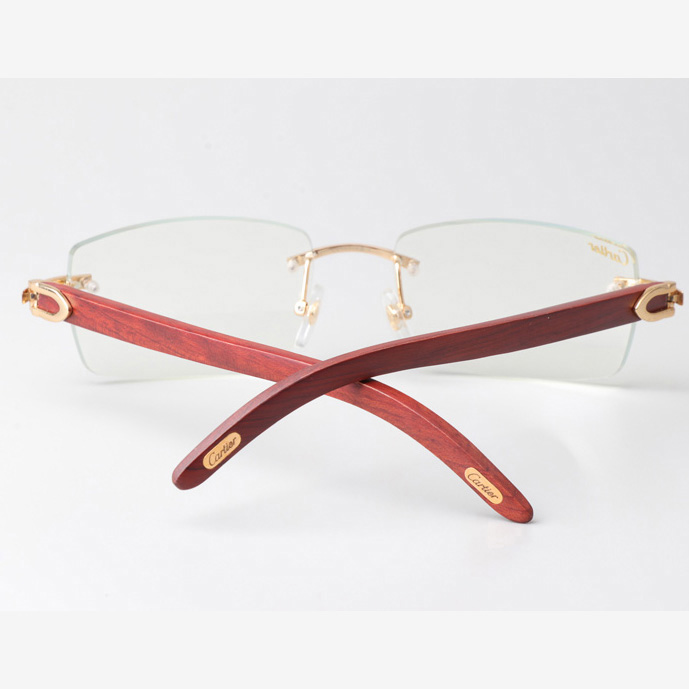 Cartier CT_3524012 Wood Eyeglasses Gold  - DesignerGu