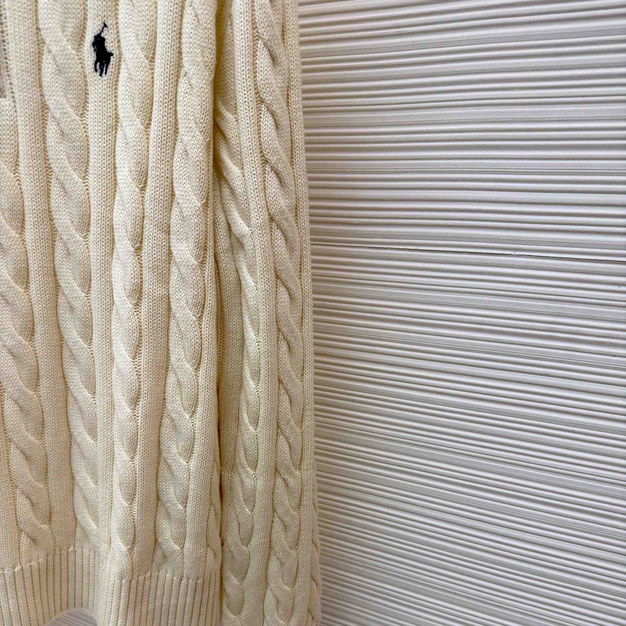 Polo Ralph Cable-Knit Cotton Quarter-Zip Jumper - DesignerGu