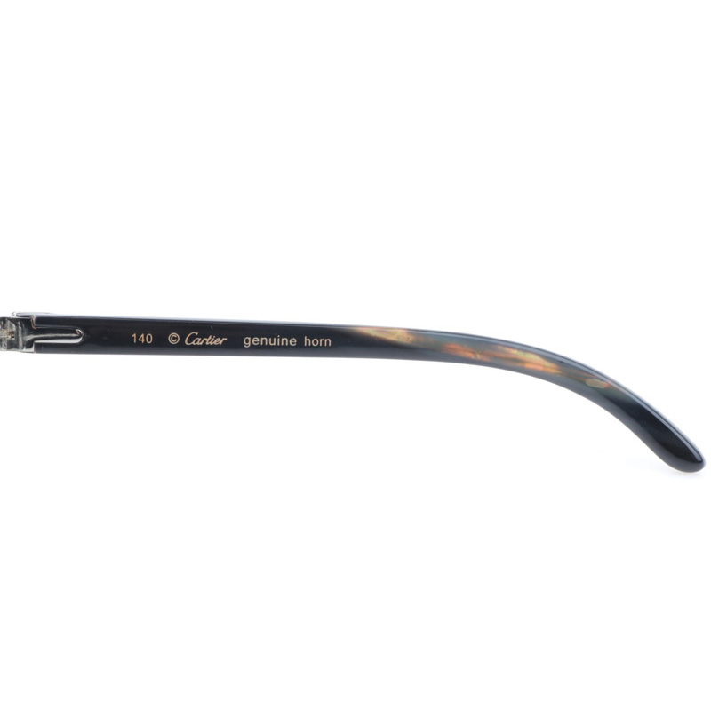 Cartier CT 4189706 Shell Mix Black Buffalo Sunglasses In Silver Gradient Grey - DesignerGu