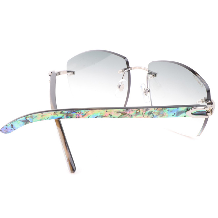 Cartier CT 4189706 Shell Mix Black Buffalo Sunglasses In Silver Gradient Grey - DesignerGu