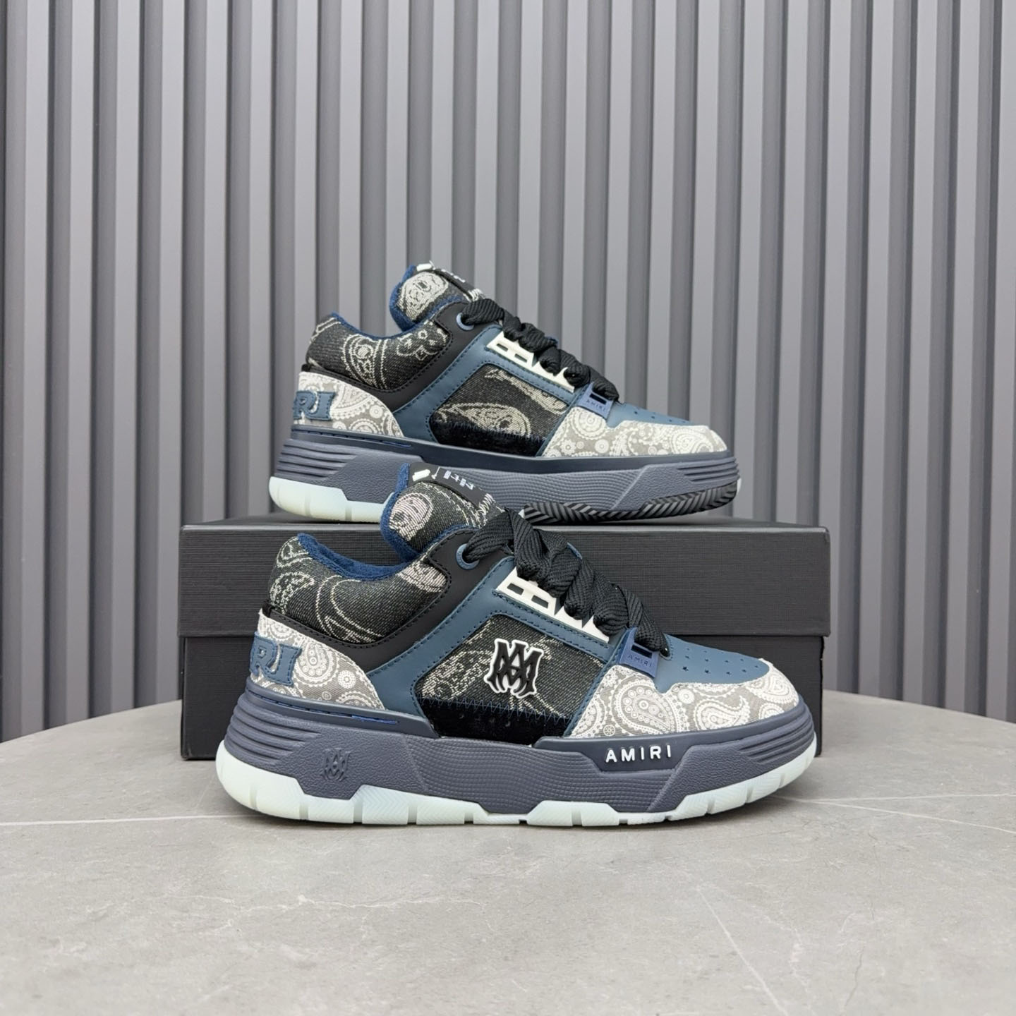 Amir Blue Bandana Jacquard MA-1 Sneakers - DesignerGu