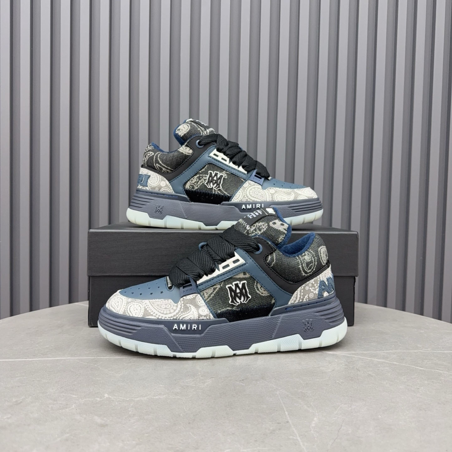 Amir Blue Bandana Jacquard MA-1 Sneakers - DesignerGu
