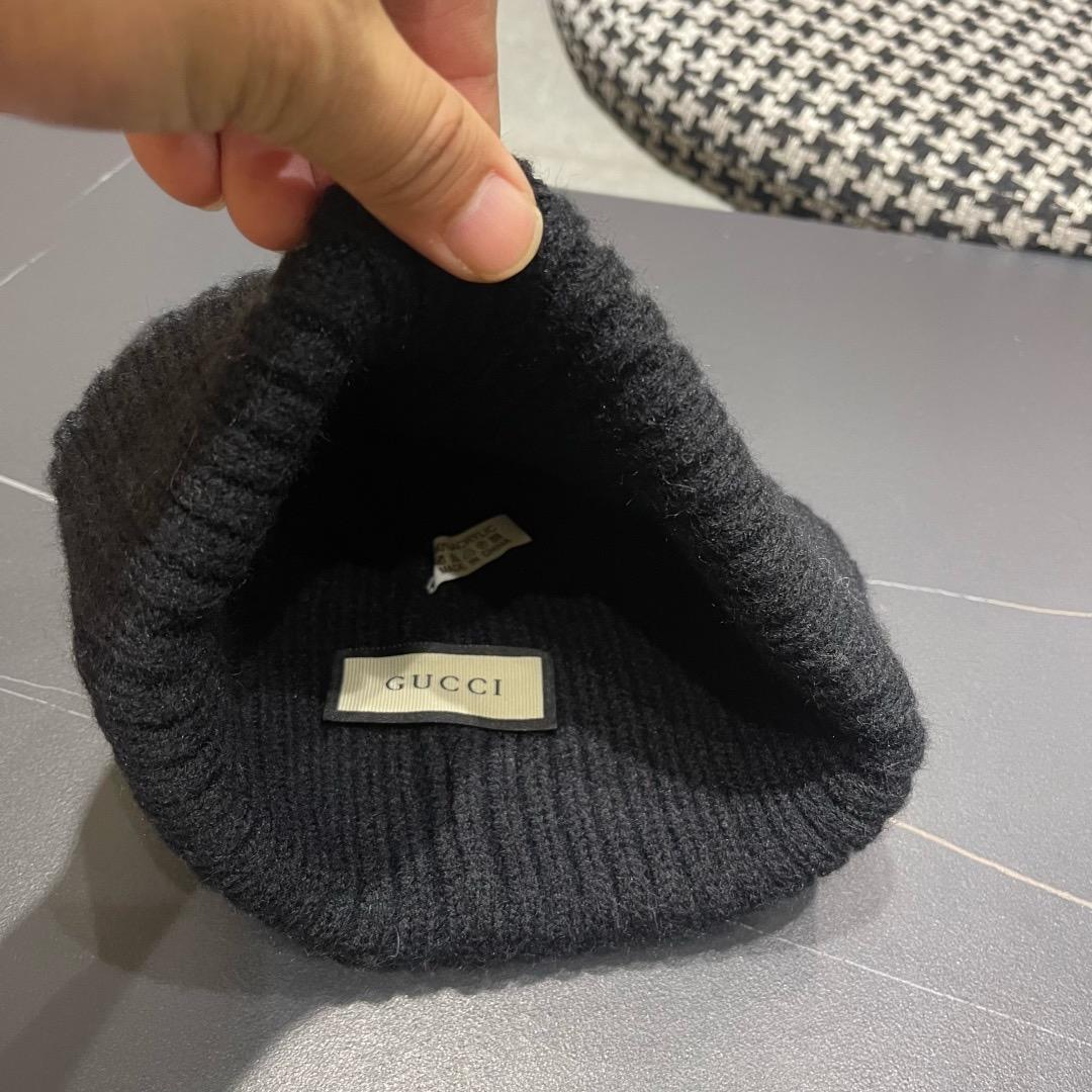 Gucci  Wool Cashmere Hat With Double G - DesignerGu