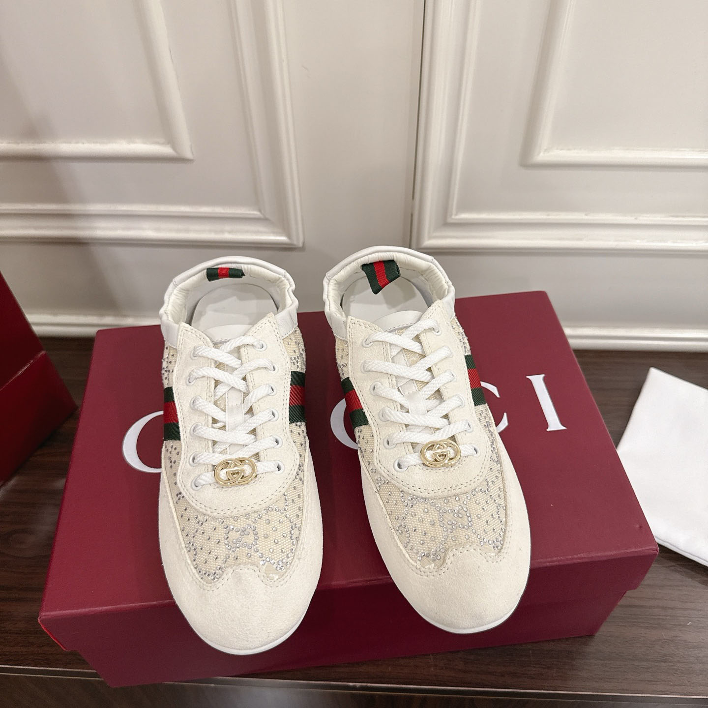 Gucci Women's Gucci Shift GG Crystal Sneaker - DesignerGu