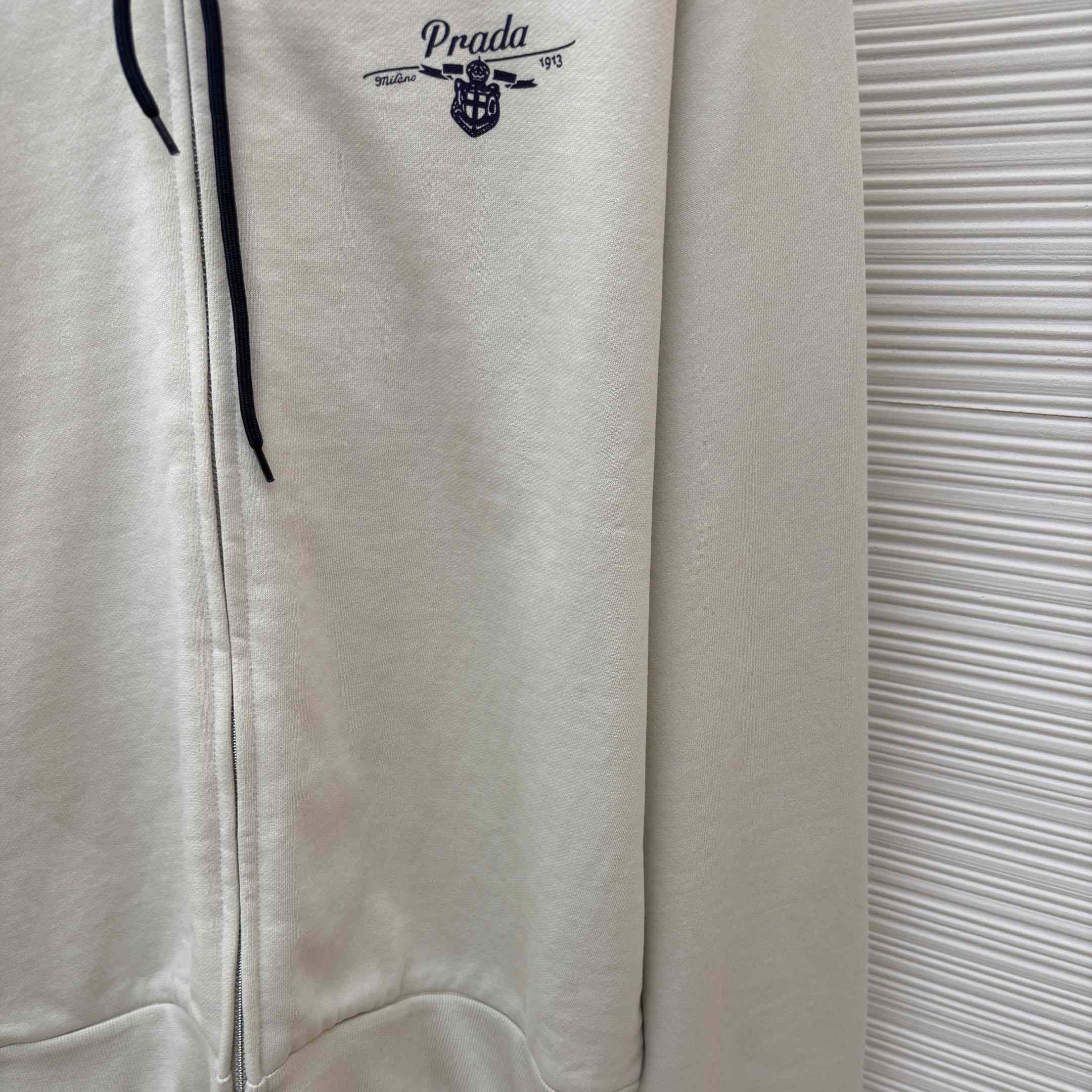 Prada   Cotton Fleece Zipper Hoodie - DesignerGu