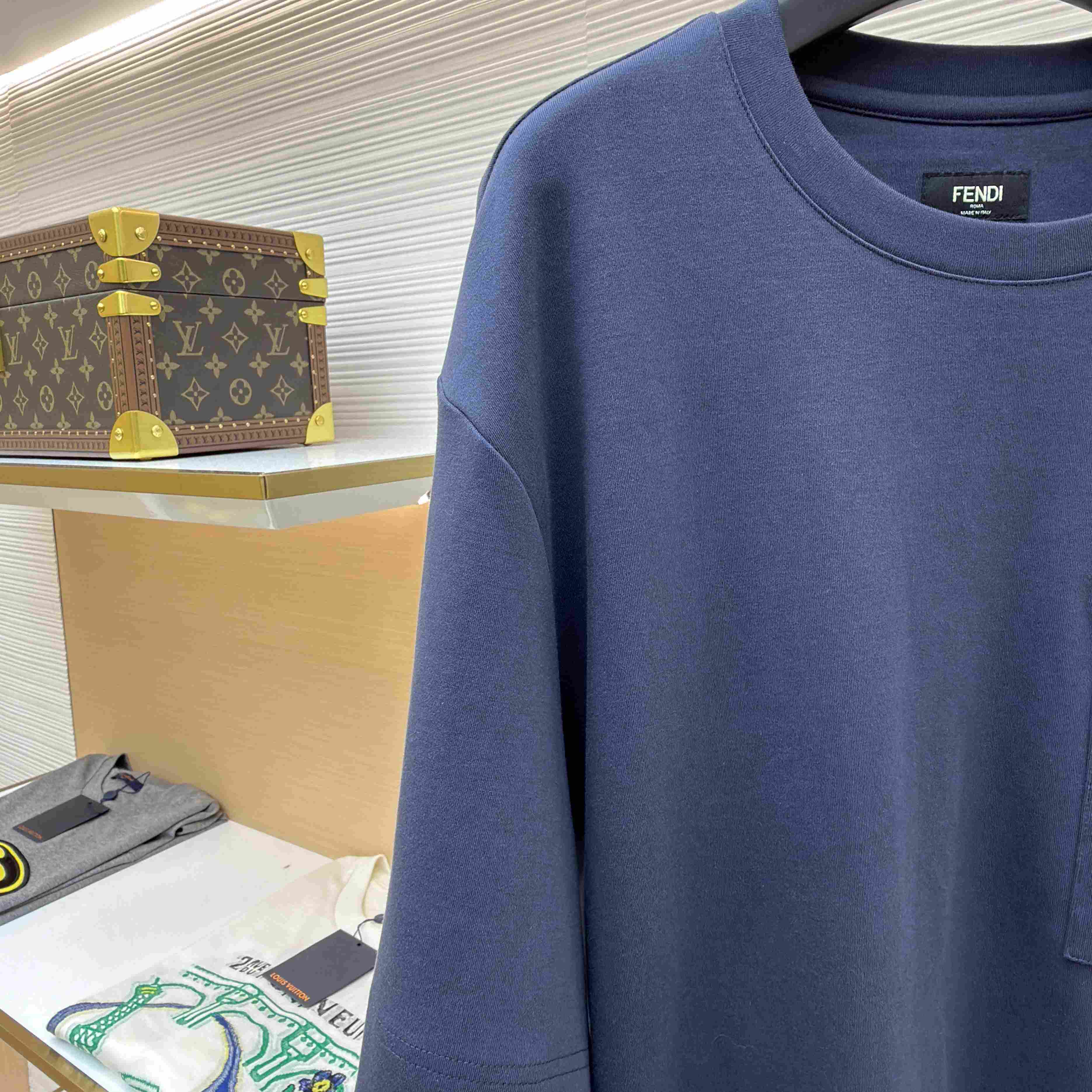 Fendi Navy Blue Cotton T-shirt - DesignerGu