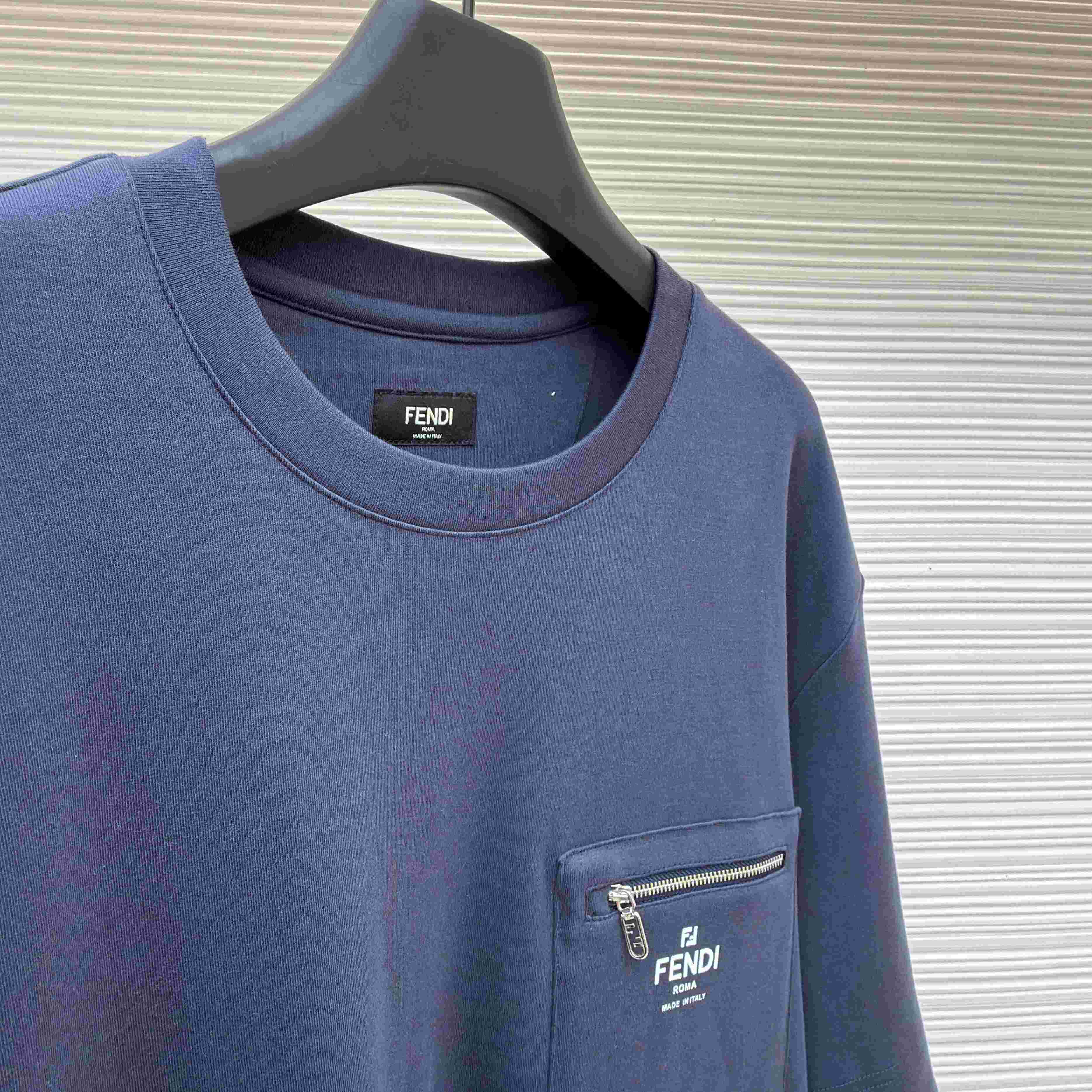 Fendi Navy Blue Cotton T-shirt - DesignerGu