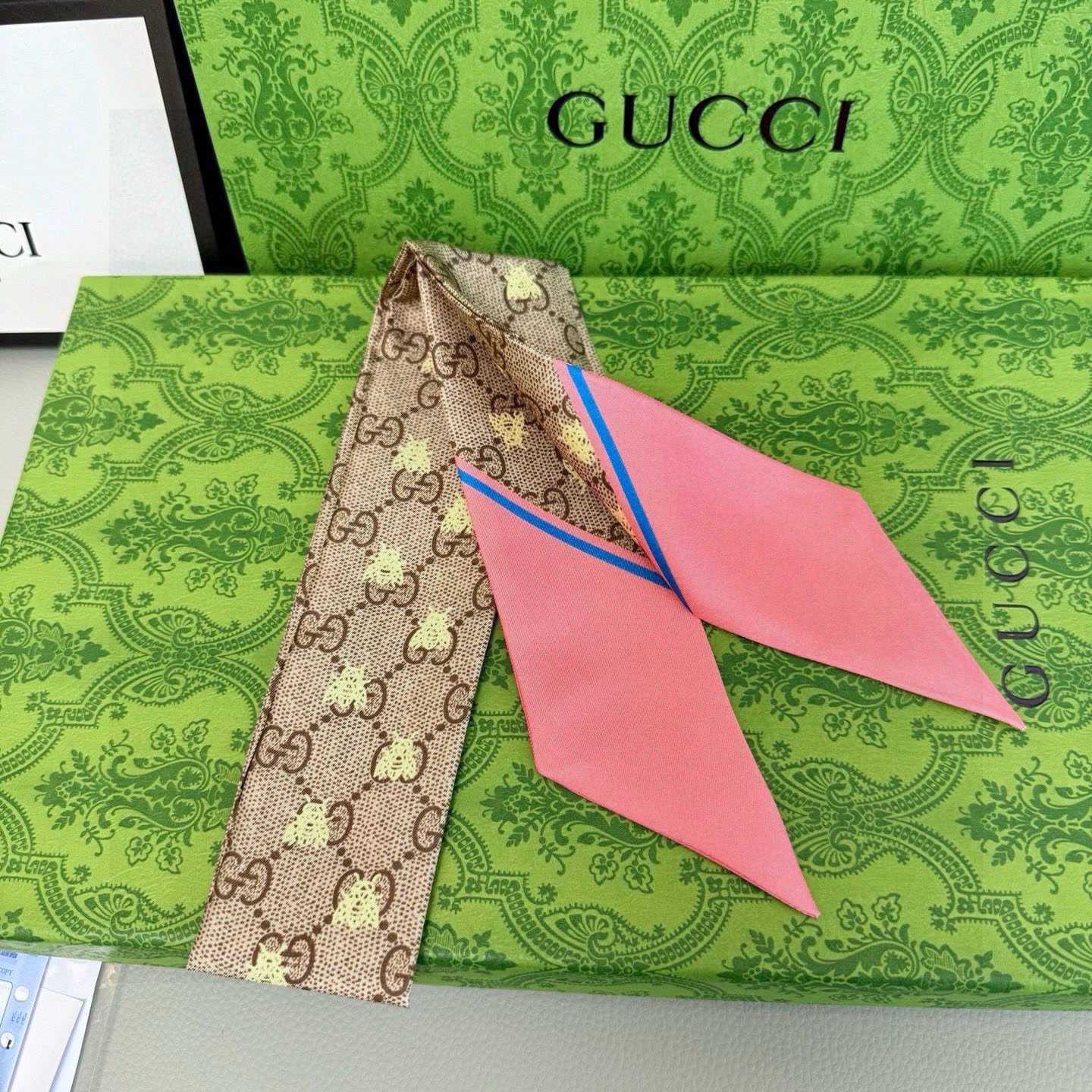 Gucci GG Jacquard Silk Scarf 6x90cm - DesignerGu