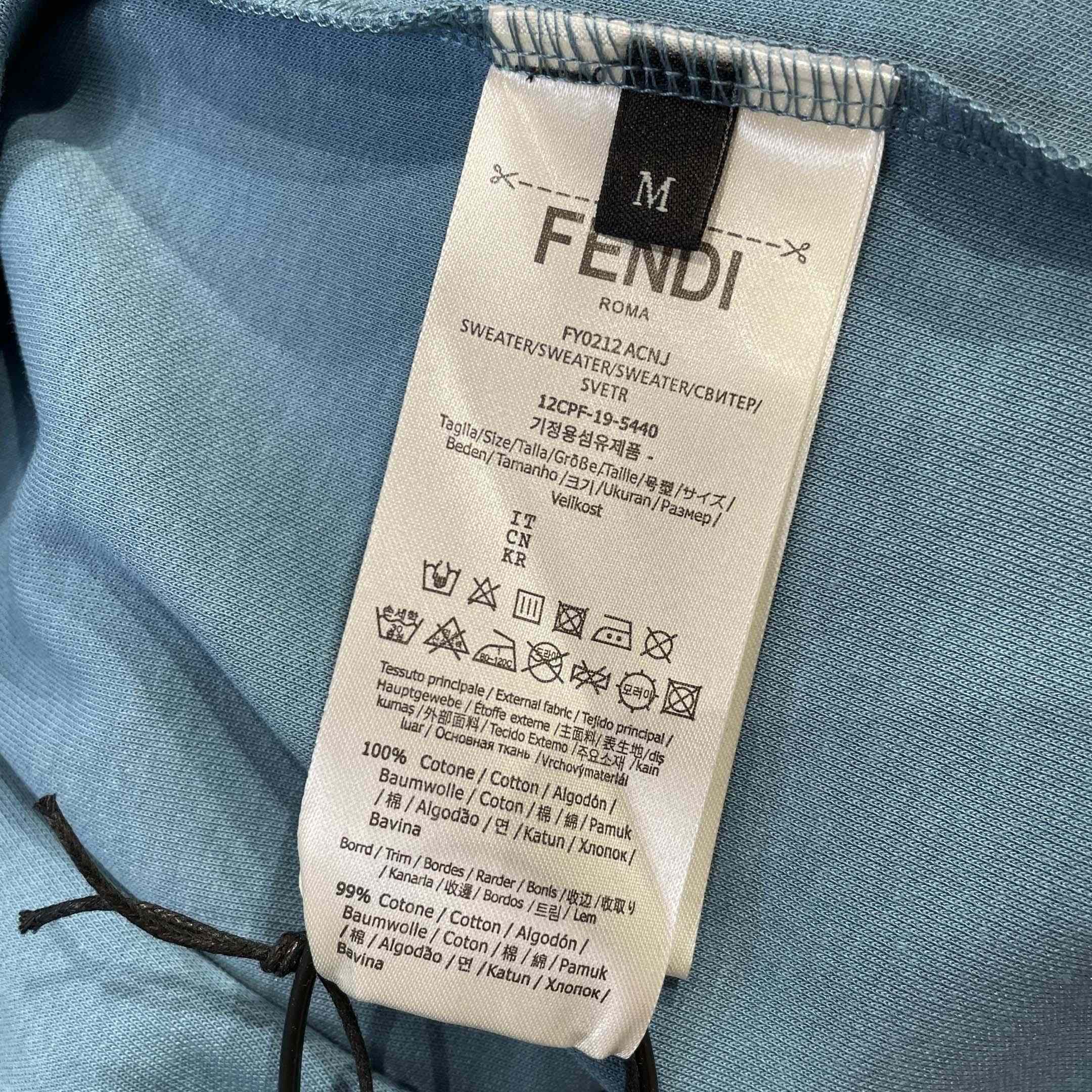 Fendi Light Blue Cotton T-shirt - DesignerGu