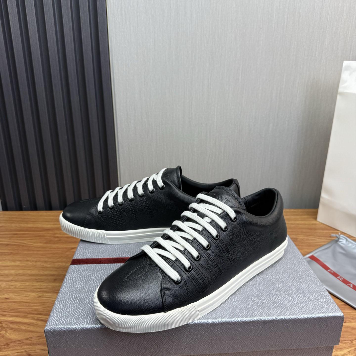 Prada Aged-Effect Lace-Up Low-Top Sneakers - DesignerGu