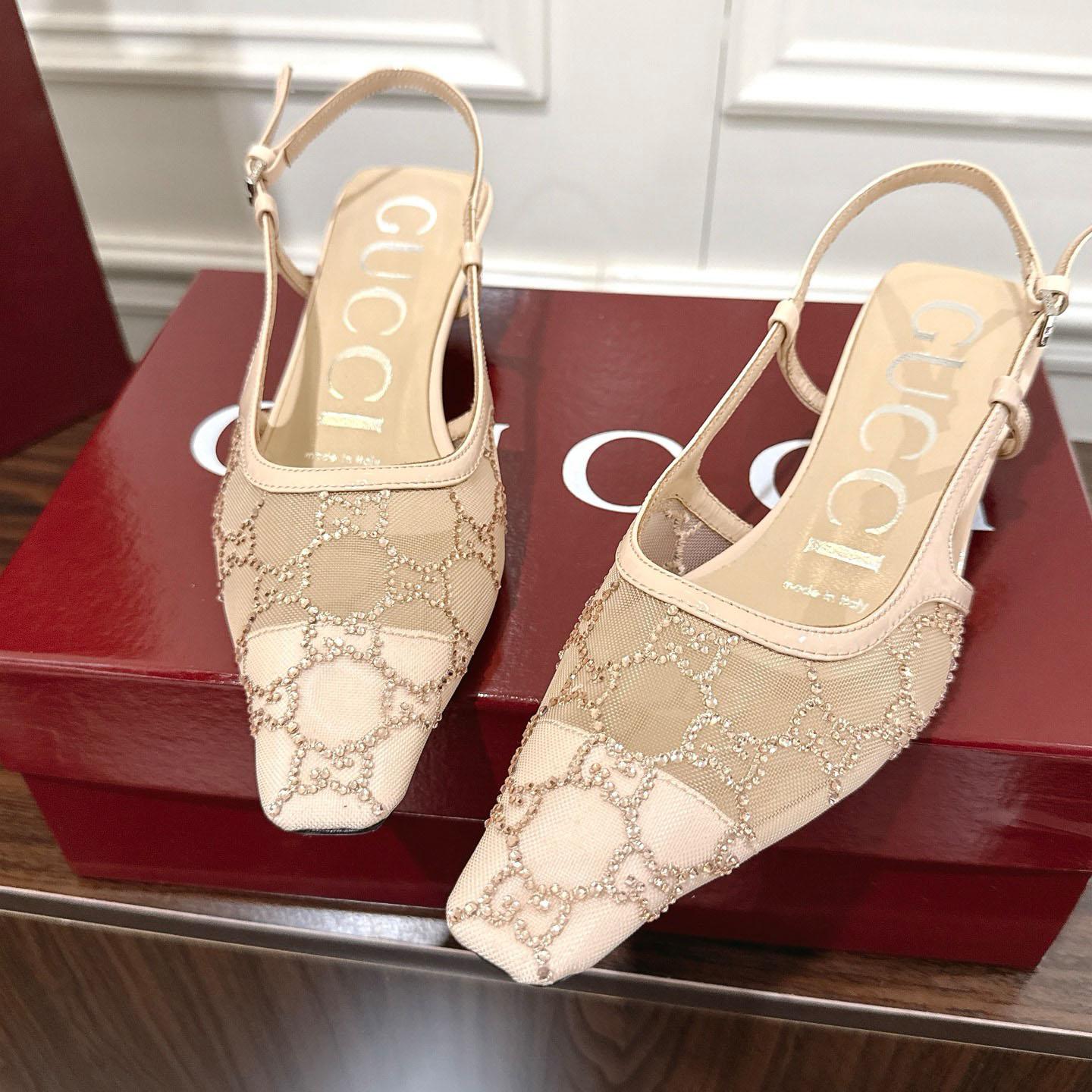 Gucci Women's GG Crystal Slingback Pump - DesignerGu