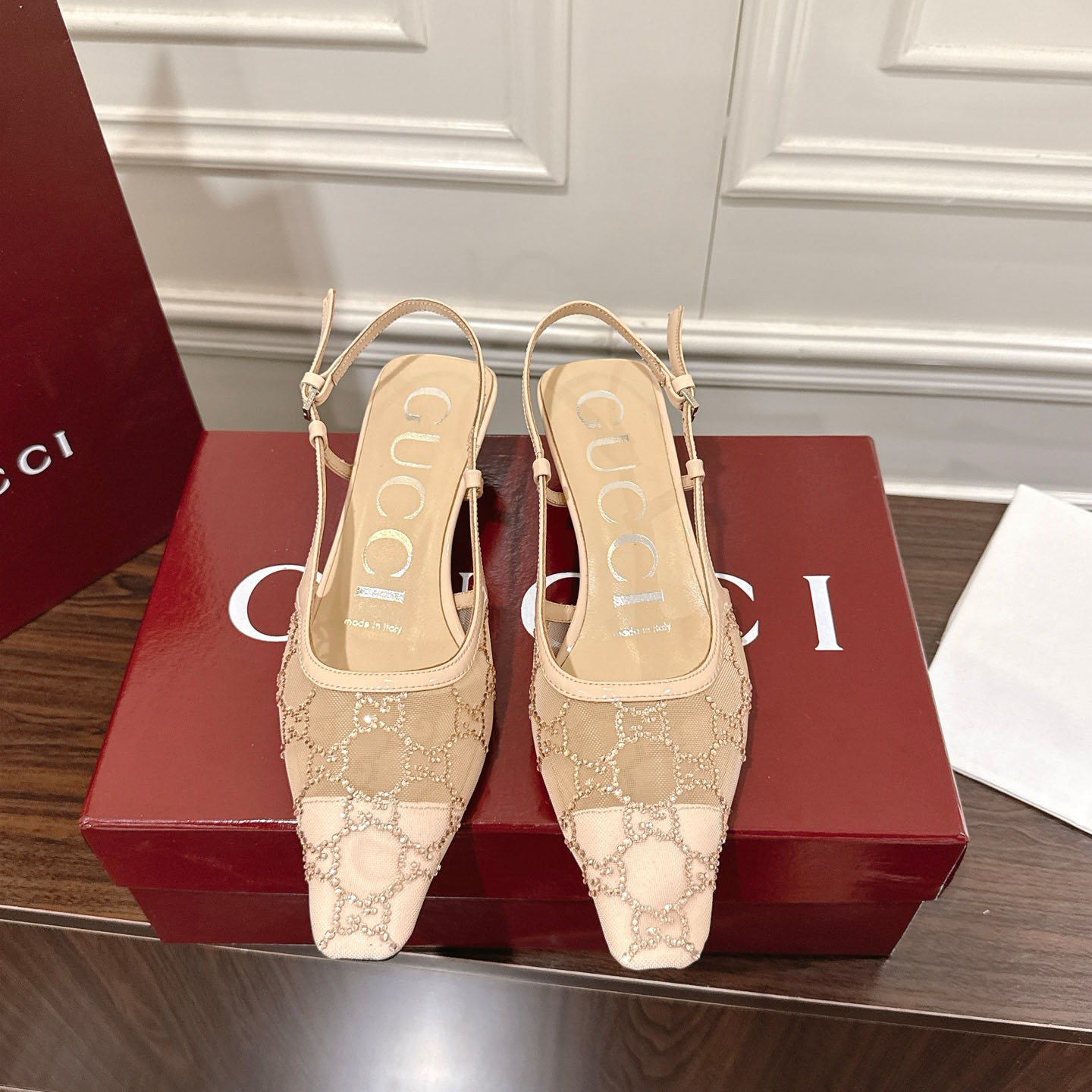 Gucci Women's GG Crystal Slingback Pump - DesignerGu