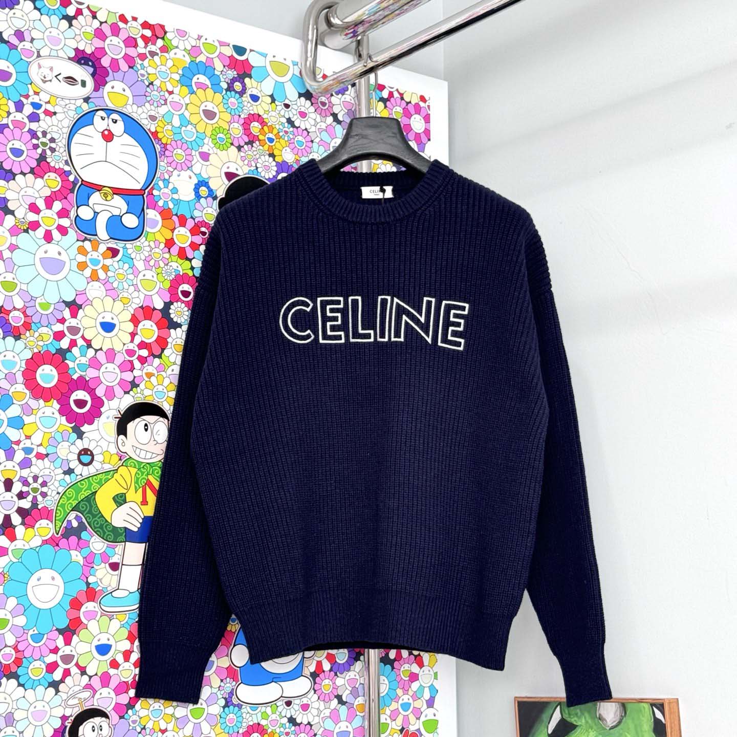 Celine Oversized Crew Neck Sweater In Wool - DesignerGu