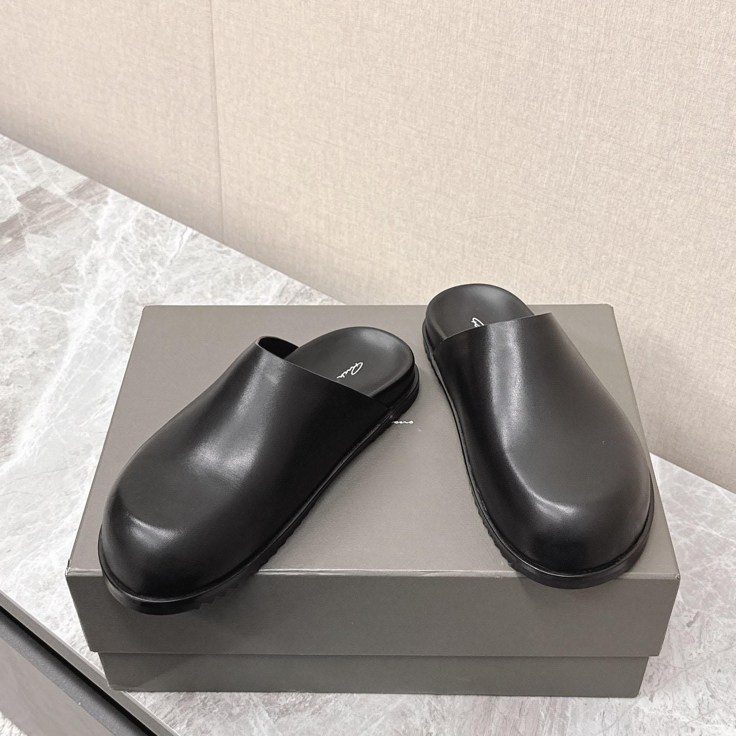 Rick Owens Porterville Granola Leather Mules - DesignerGu