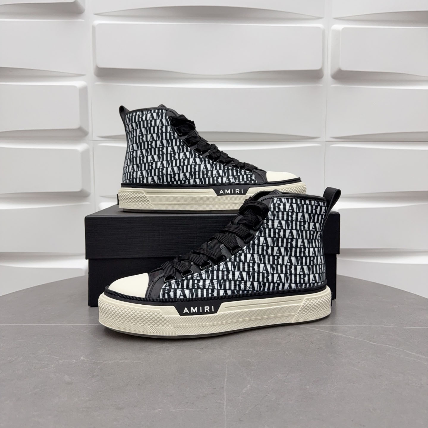 Amiri Court High 'Allover Logo - Black White' - DesignerGu