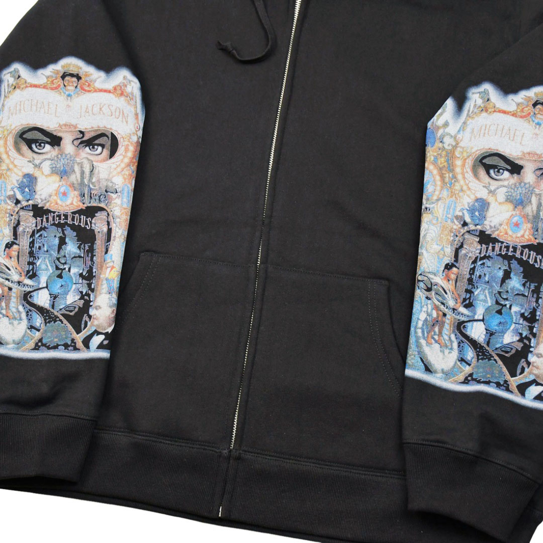 Supreme x Michael Jackson Graphic-Print Zip-Up Hoodie - Black - DesignerGu