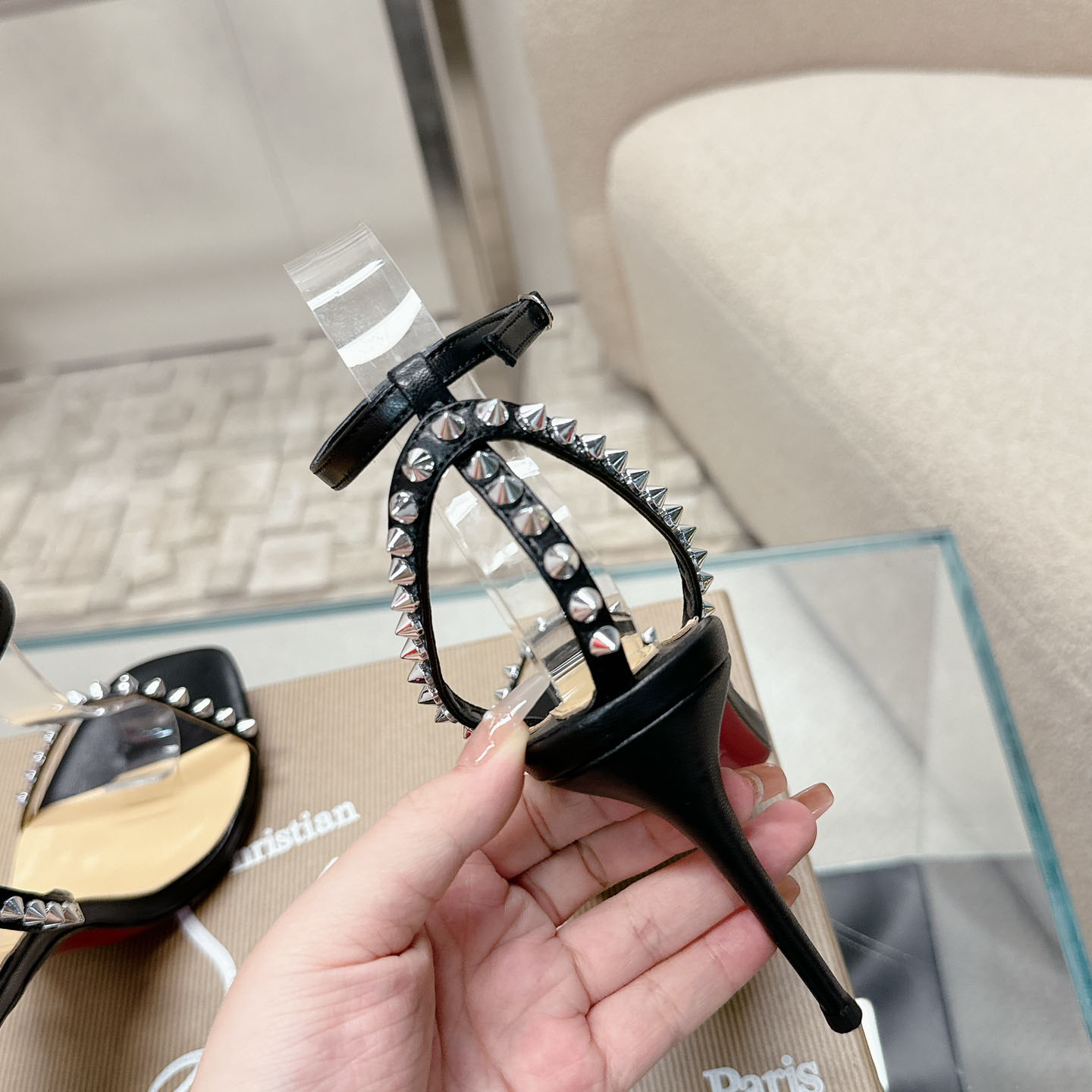 Christian Louboutin So Me Embellished Leather Sandals - DesignerGu