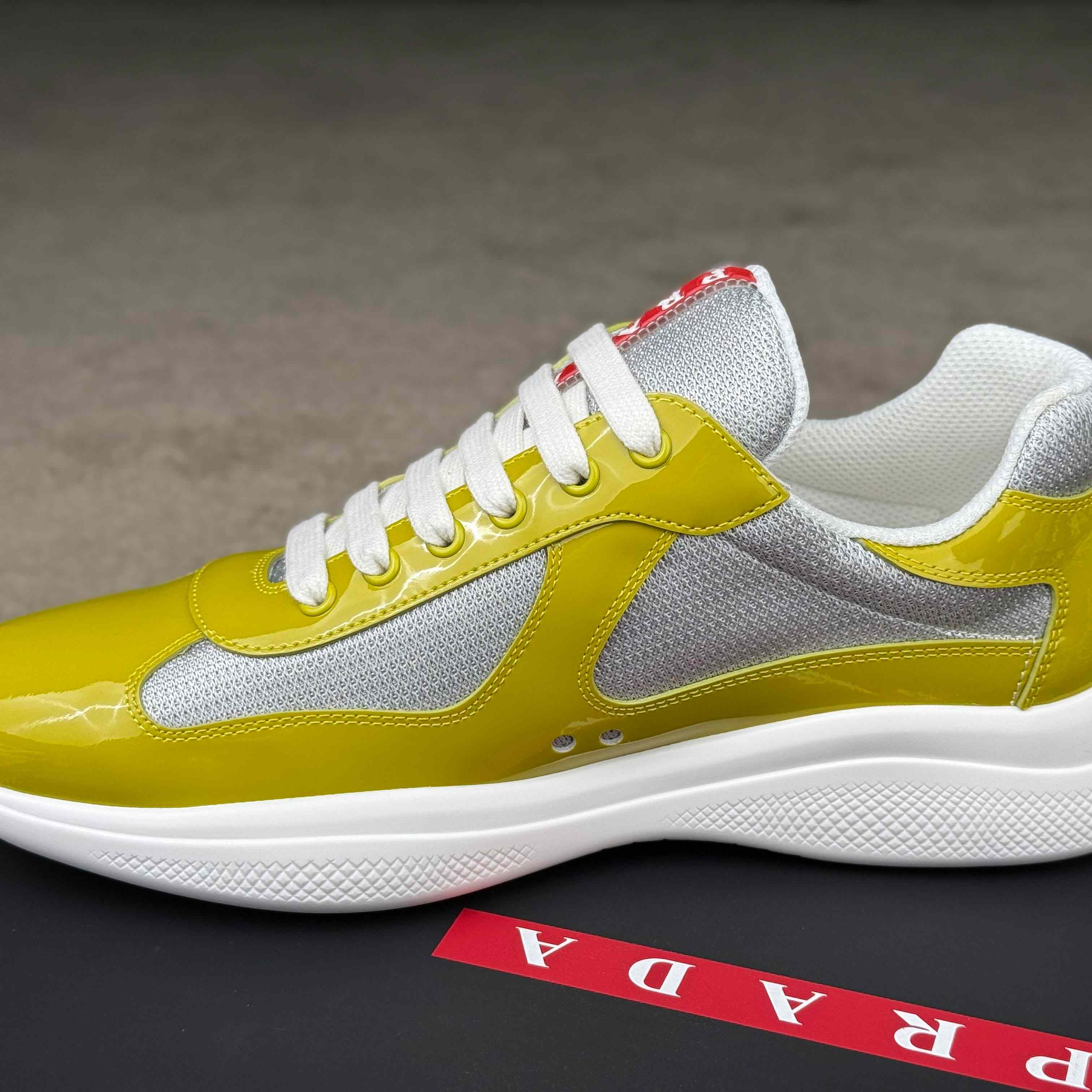 Patent Leather And Technical Fabric Prada America's Cup Sneakers - DesignerGu