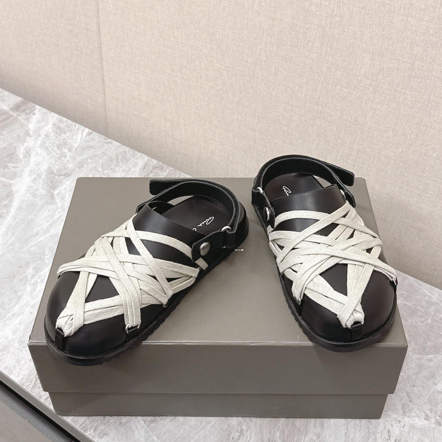 Rick Owens Leather Lace-up Cross-strap Loafers - DesignerGu