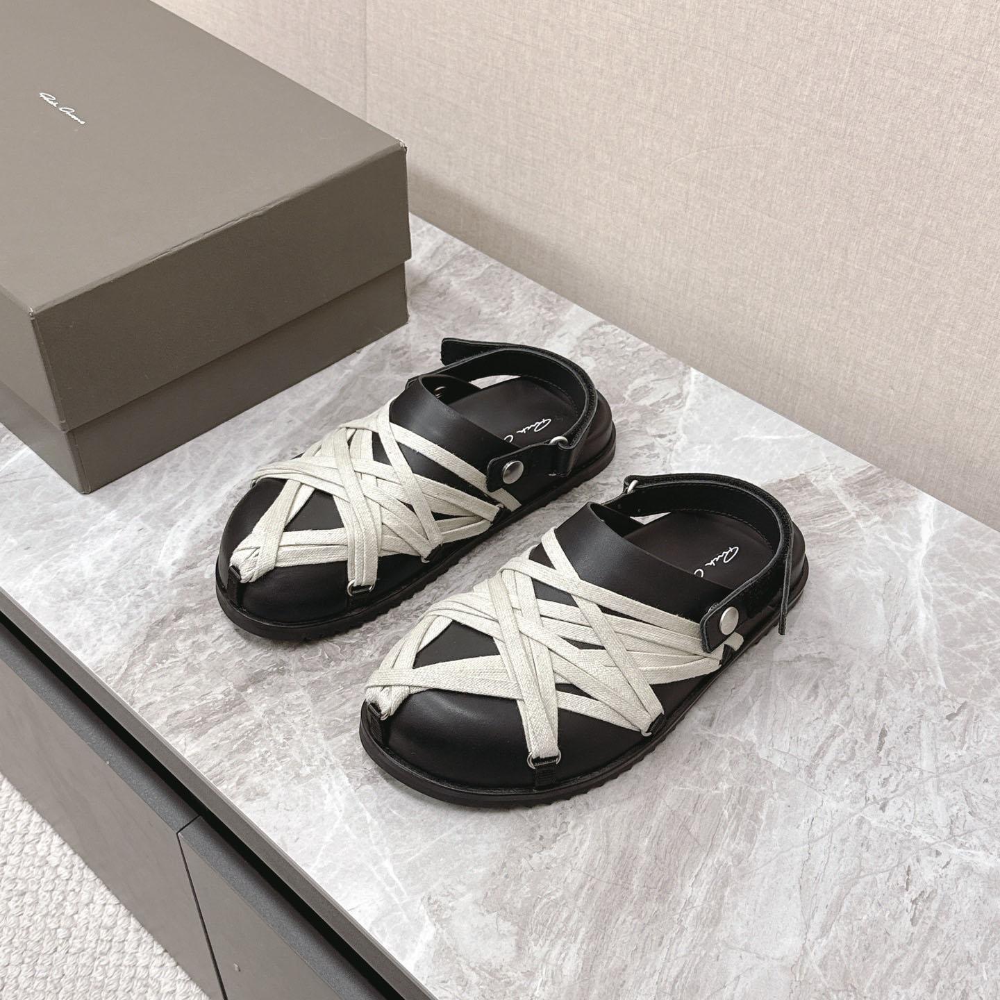 Rick Owens Leather Lace-up Cross-strap Loafers - DesignerGu