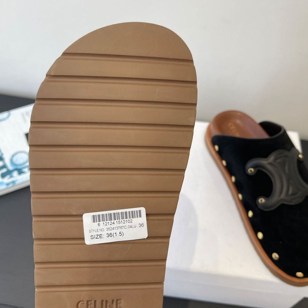 CELINE PITEA CLOG IN Suede Calfskin - DesignerGu