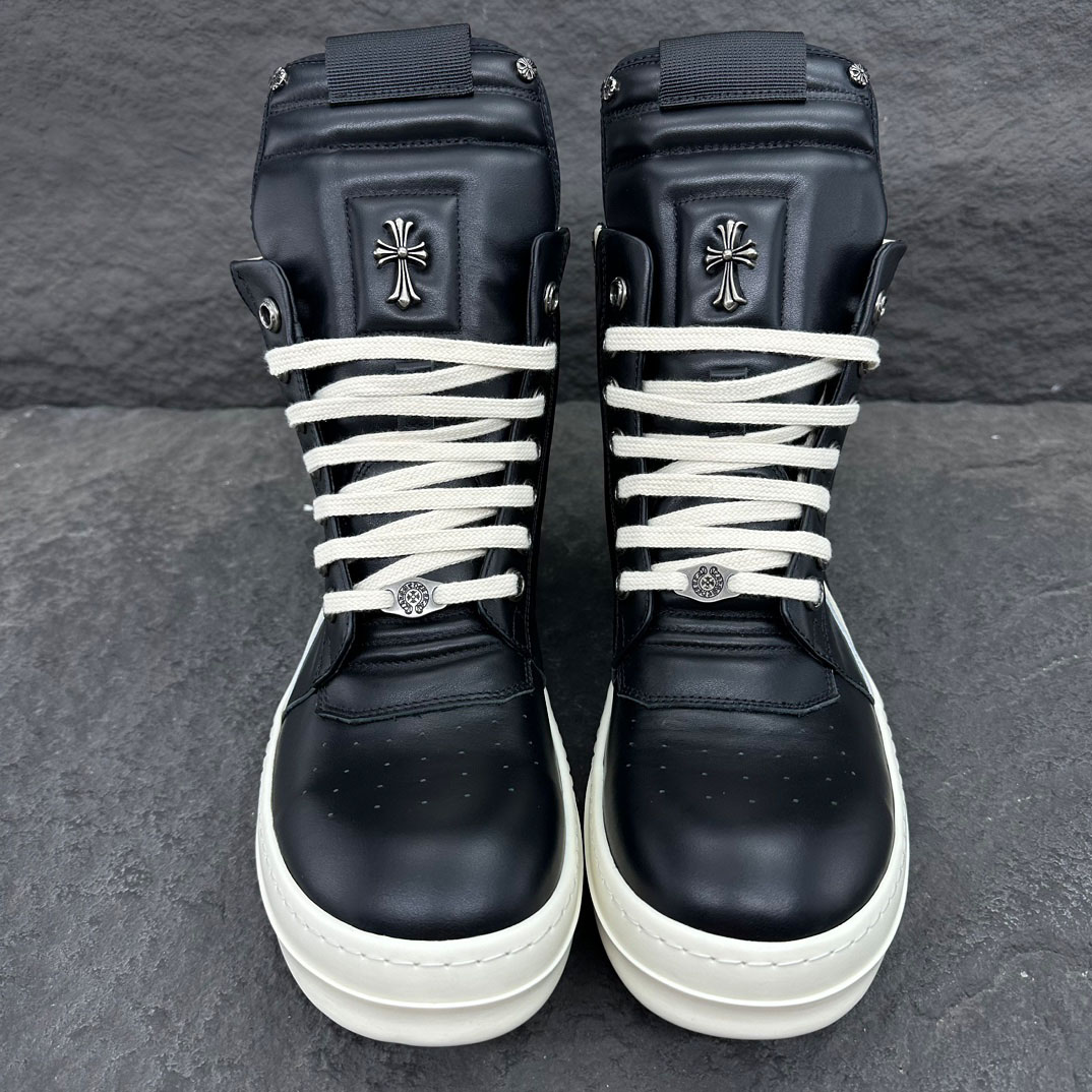 Rick Owens Chrome Hearts x Rick Owens Geobasket High 'Black' - DesignerGu