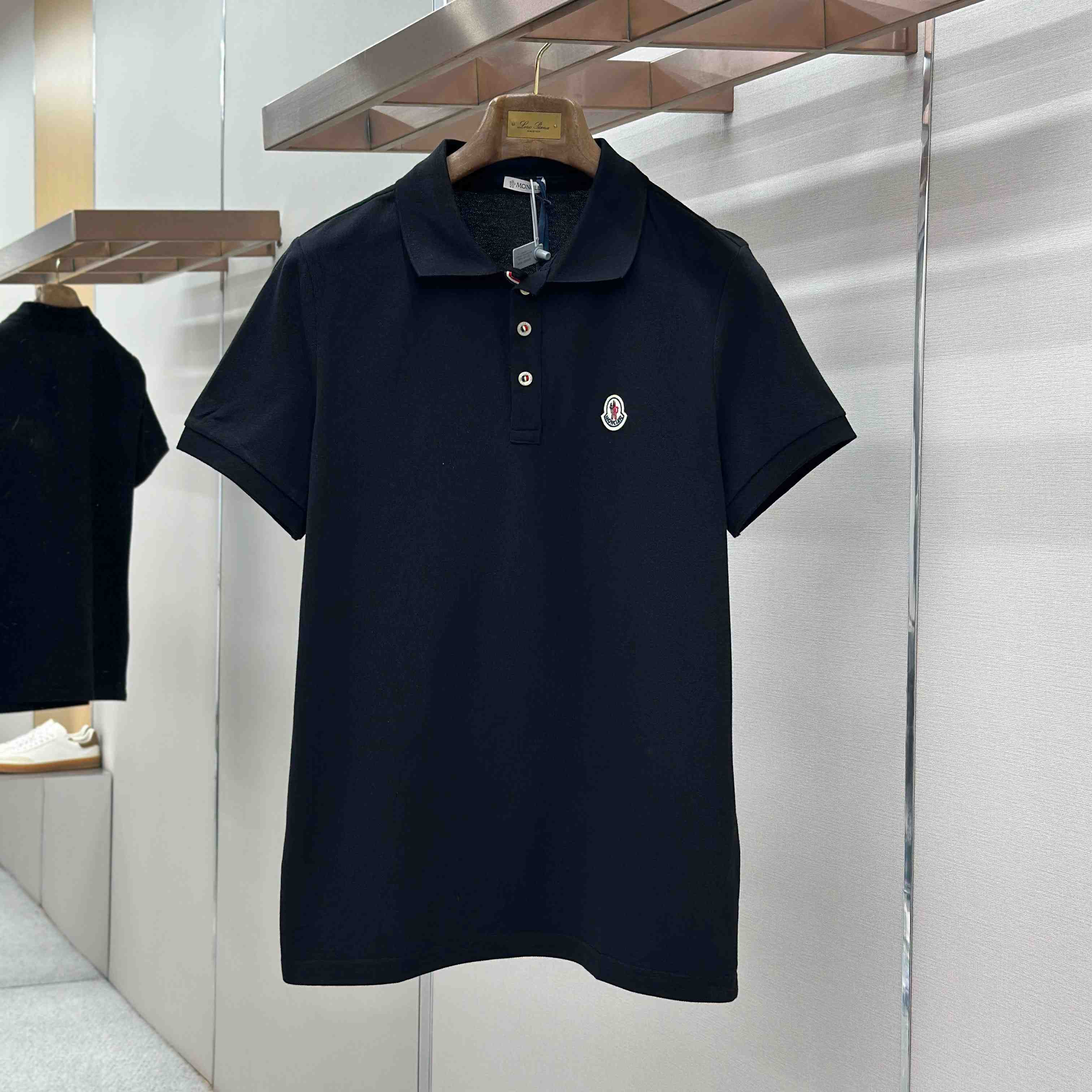 Moncler Logo Patch Cotton Polo Shirt - DesignerGu