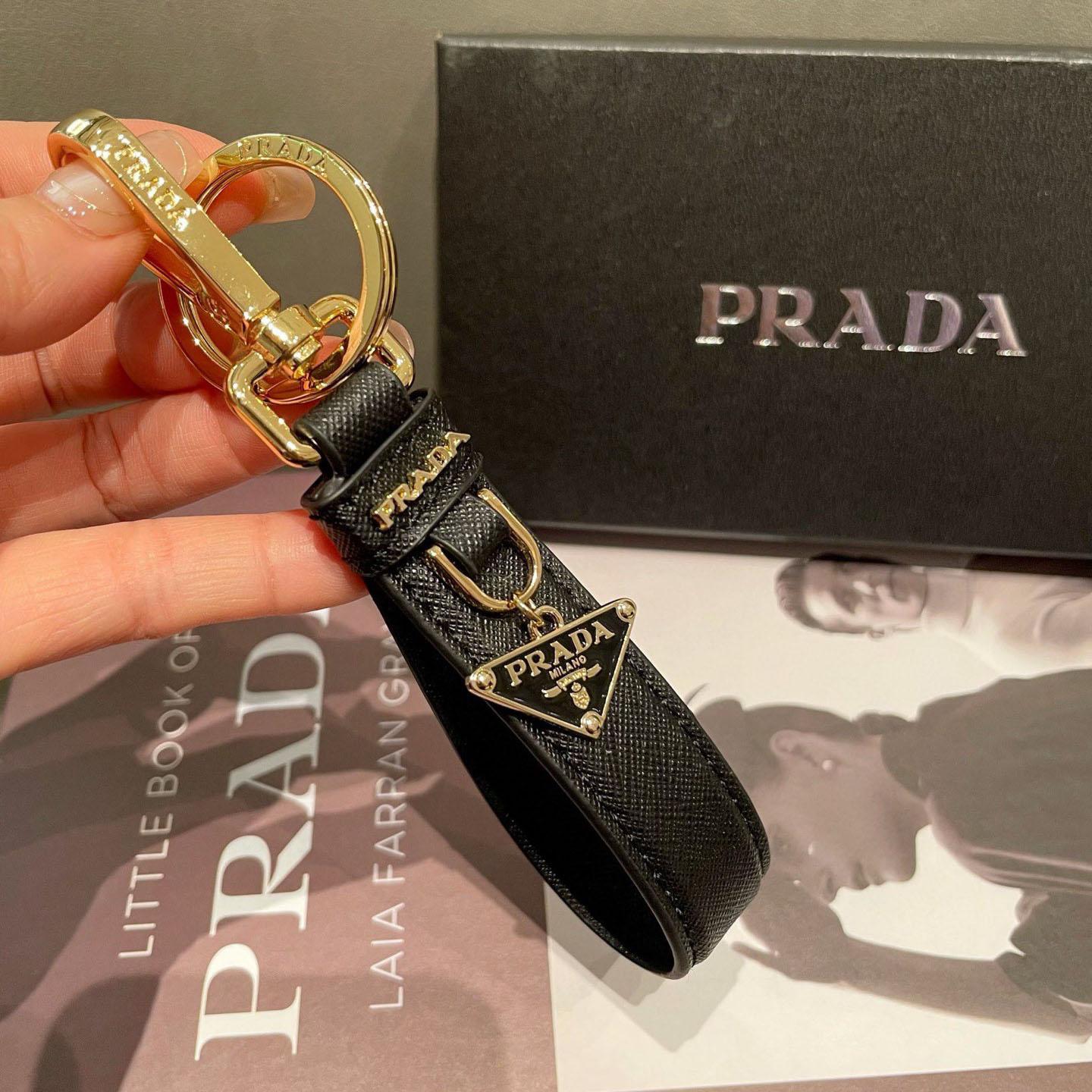 Prada Saffiano Leather Keychain - DesignerGu