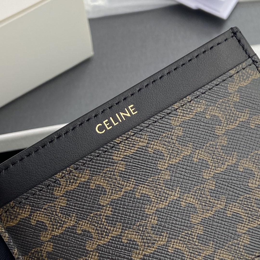 Celine Plain Card Holder IN Triomphe Canvas And Calfskin - DesignerGu