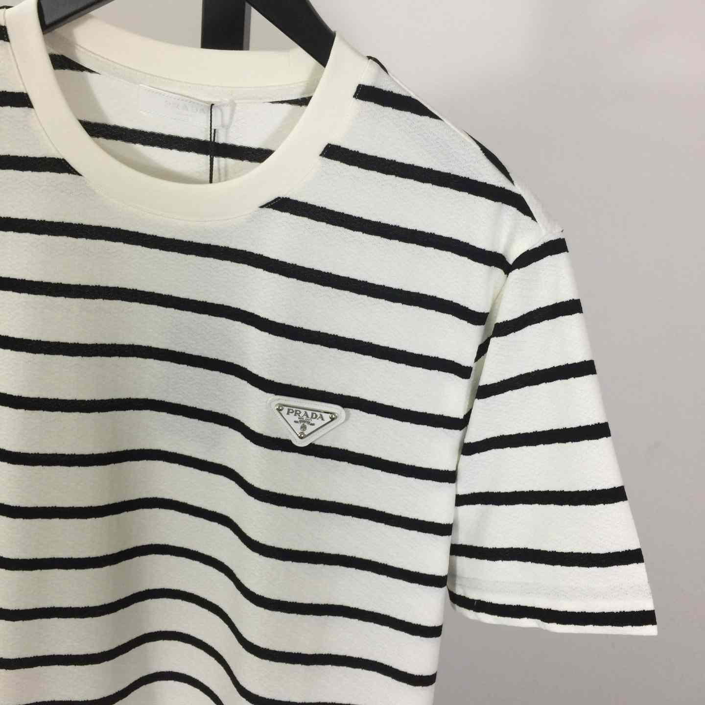 Prada Striped Short Sleeve Cotton T-Shirt - DesignerGu