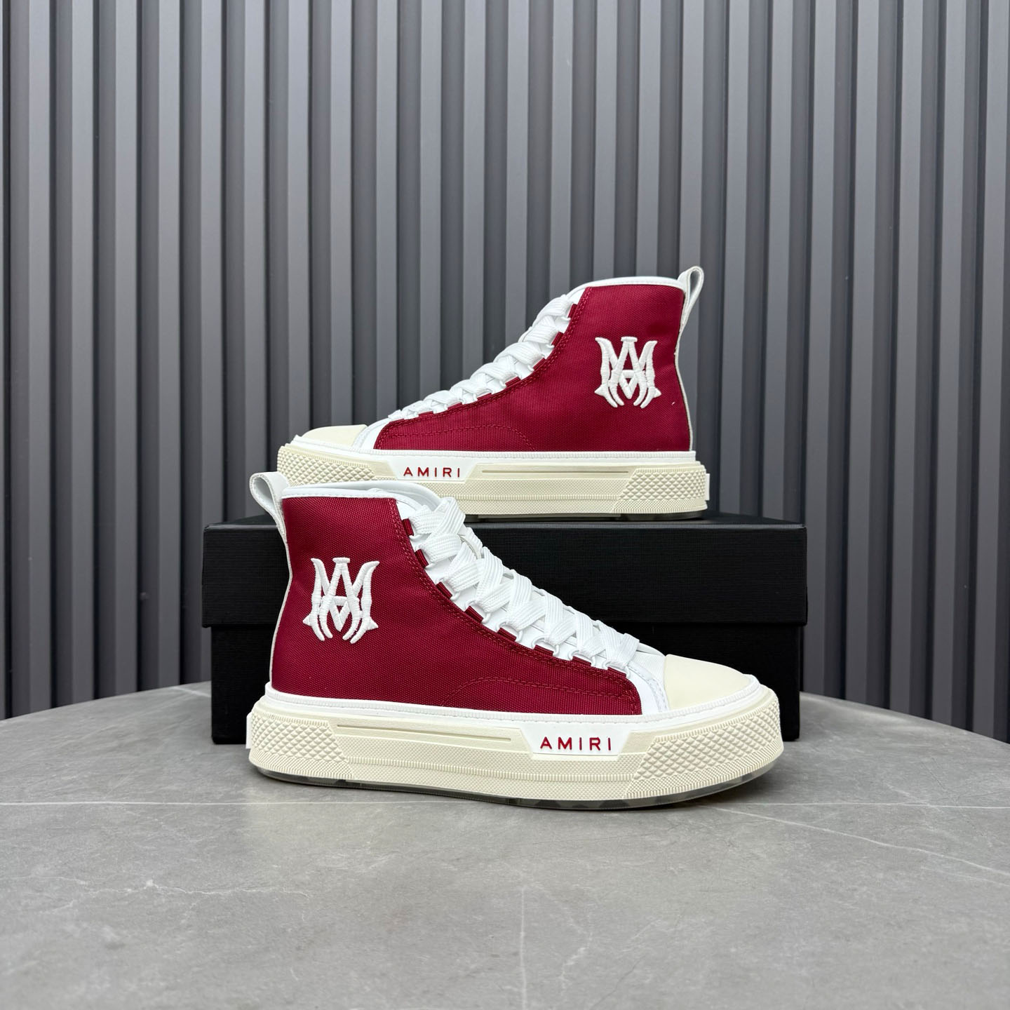 Amiri Burgundy Court Hi Sneakers - DesignerGu