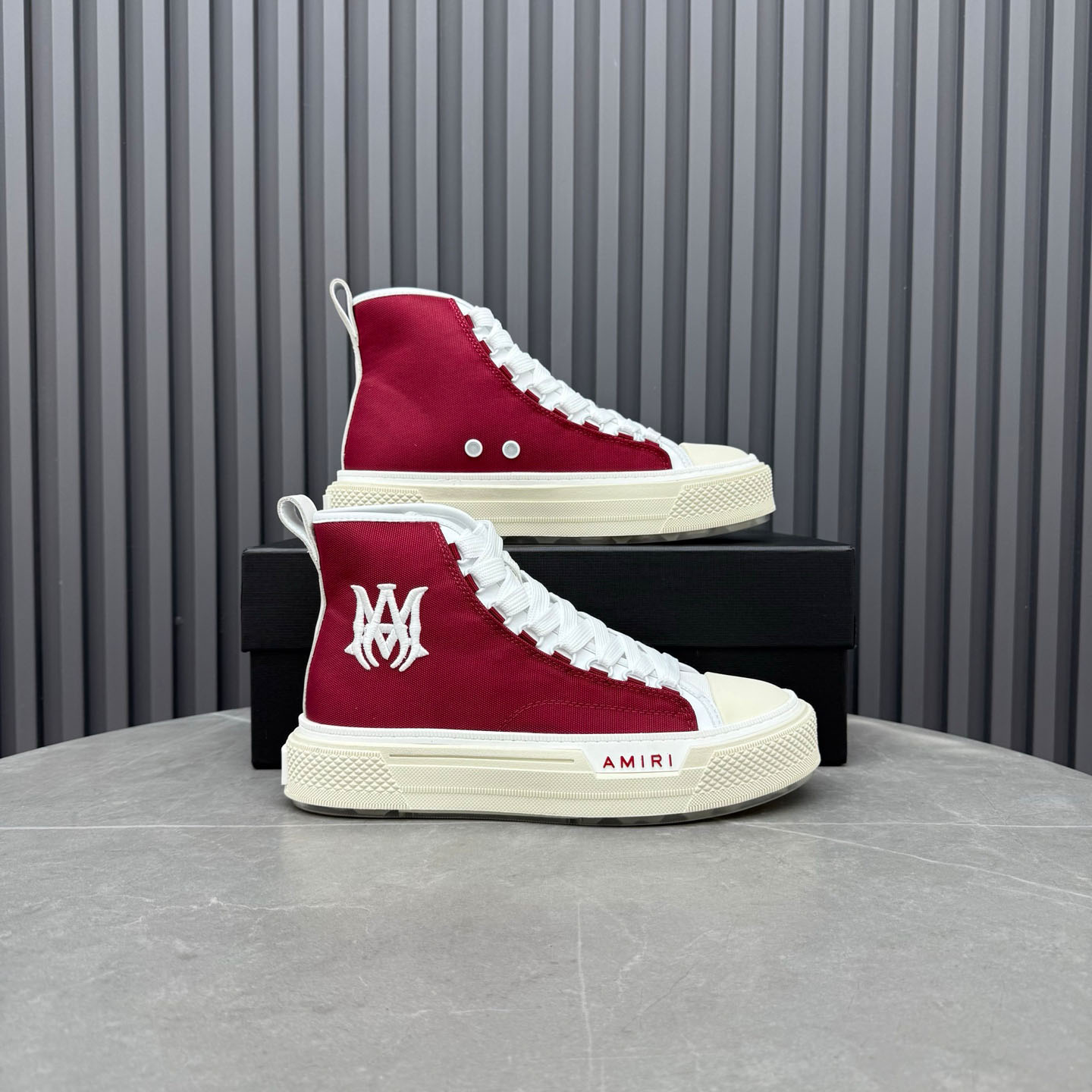 Amiri Burgundy Court Hi Sneakers - DesignerGu