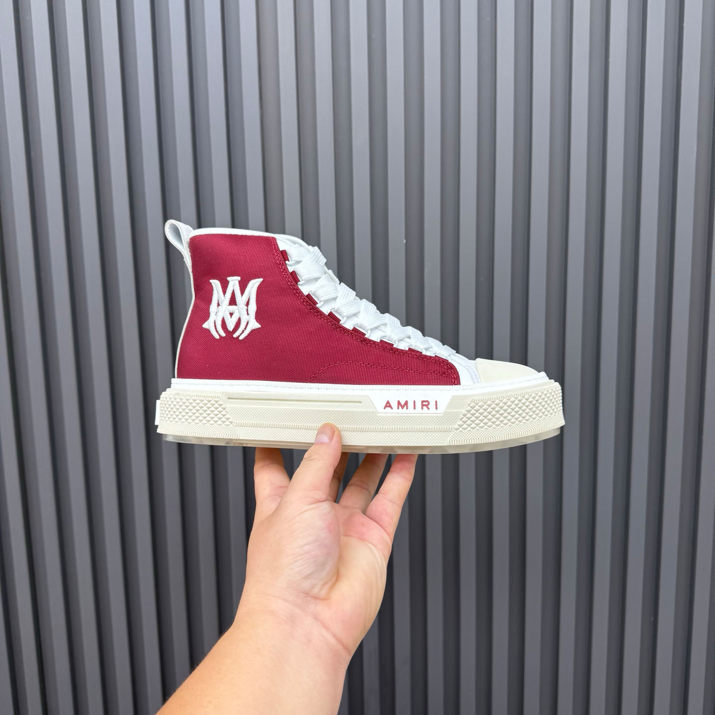 Amiri Burgundy Court Hi Sneakers - DesignerGu
