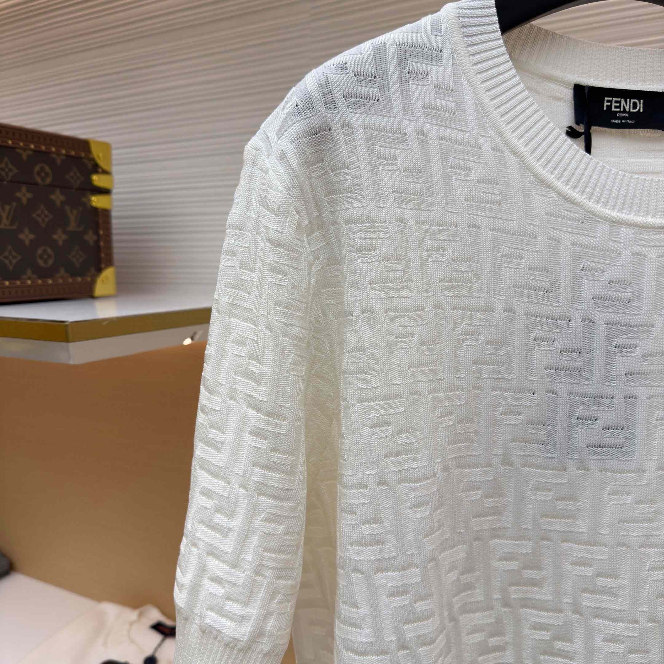Fendi  White FF Cotton Pullover - DesignerGu