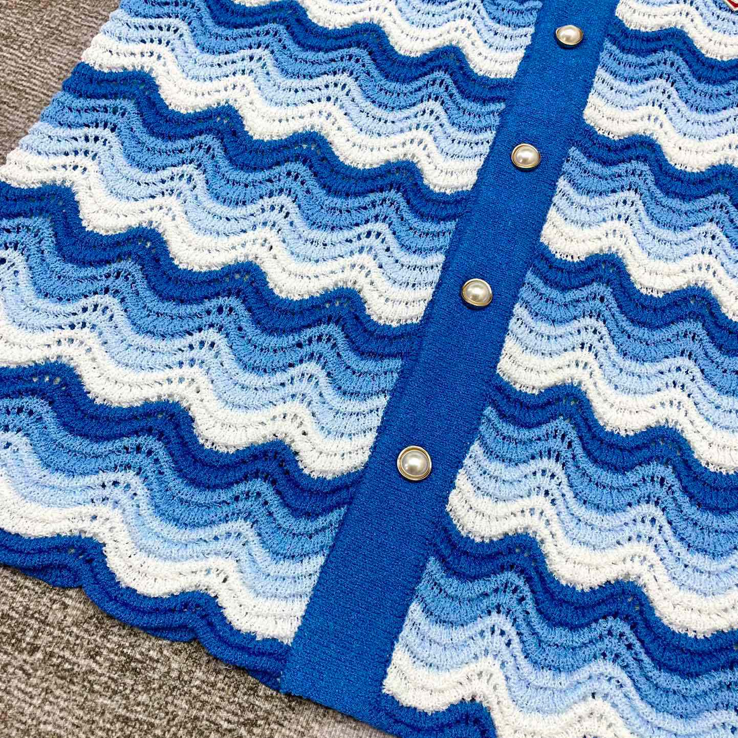 Casablanca Wavy Gradient Crochet Shirt D007 - DesignerGu