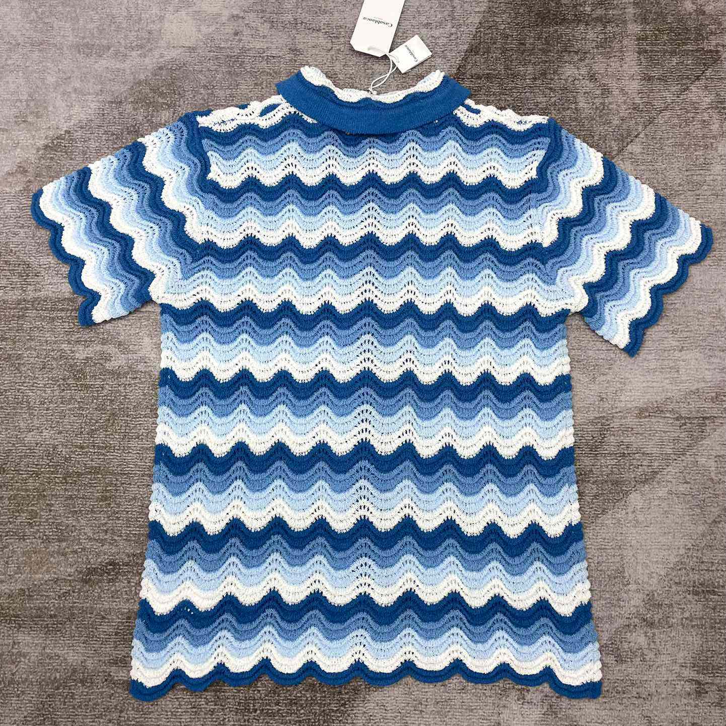 Casablanca Wavy Gradient Crochet Shirt D007 - DesignerGu