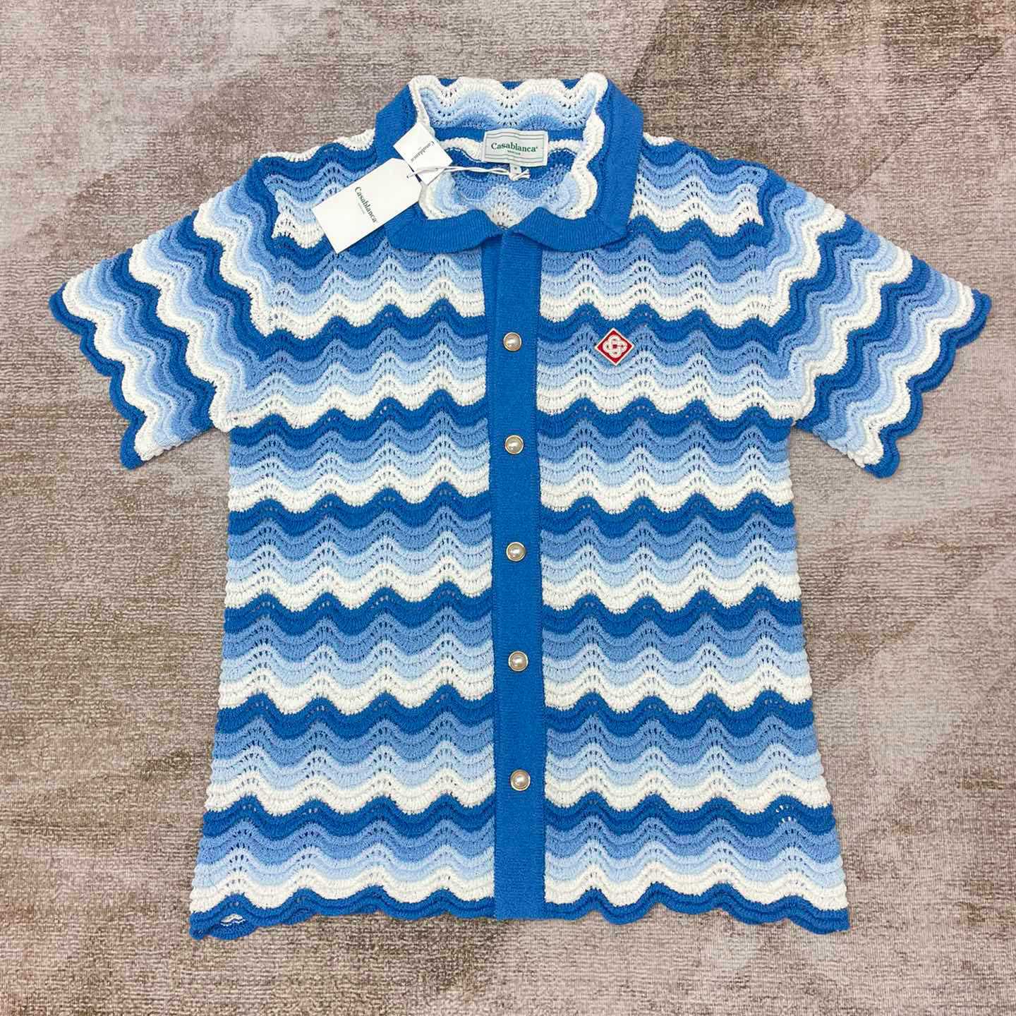 Casablanca Wavy Gradient Crochet Shirt D007 - DesignerGu